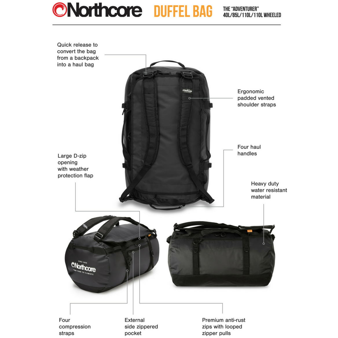 Northcore Duffel Bag 110 L